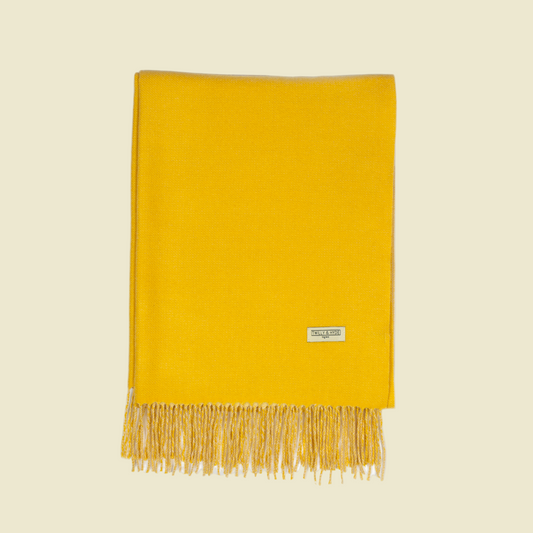 Golden Yellow Cashmere-Feel Plaid Scarf