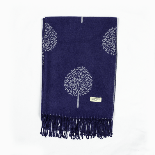 Azure Tree of Life Cashmere-Feel Scarf